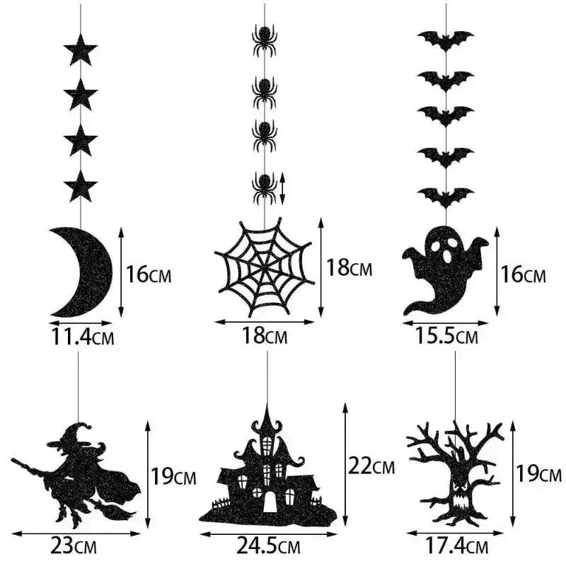 6-Piece Halloween Ghost & Witch Hanging Pendant Decorations Halloween Hanging Decor Axl