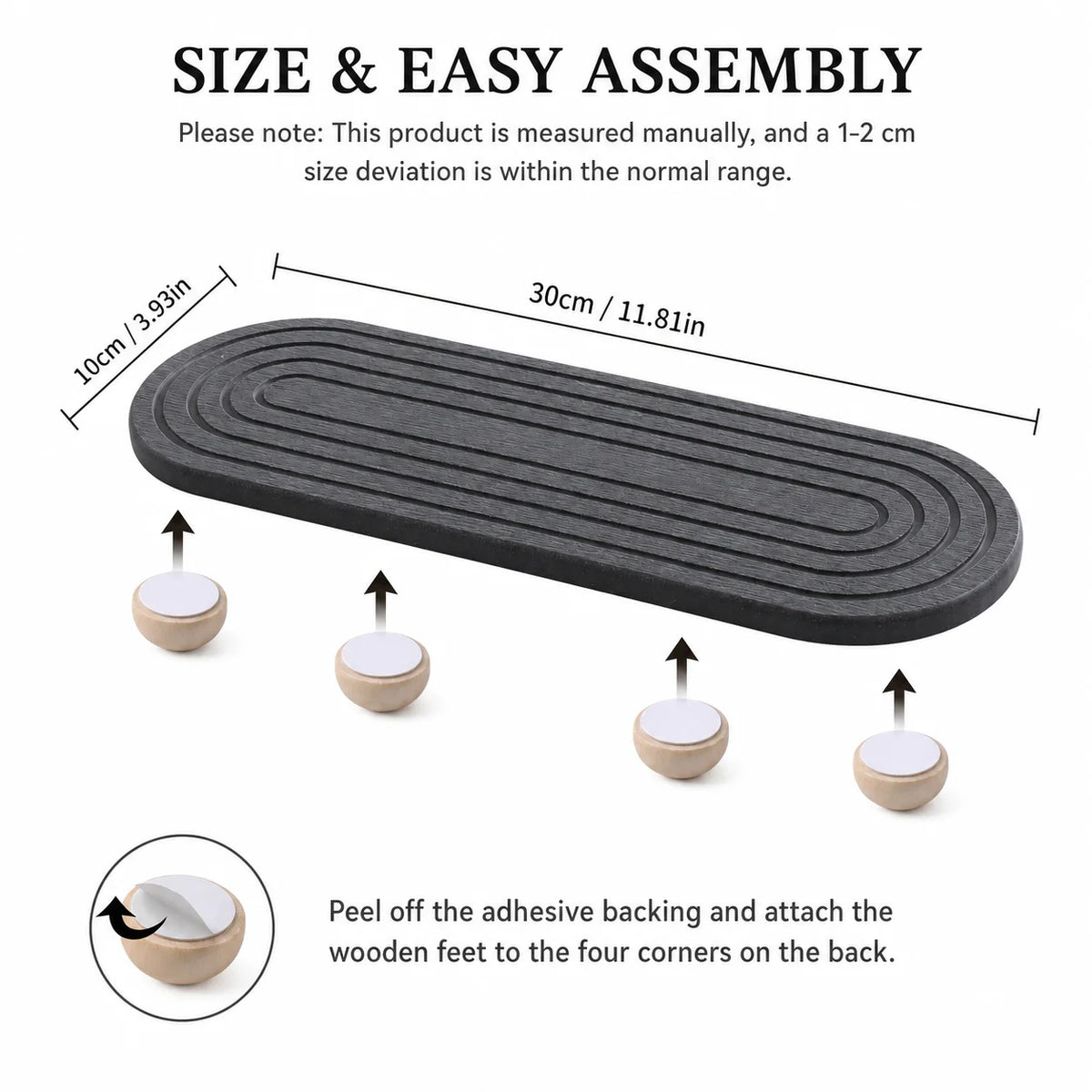 Elevated Diatomite Sink Tray with Wooden Feet | Fast Drying Mat Diatomite Sink Tray Axl
