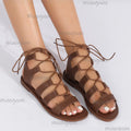 Women's Ethnic Retro Cross-Strap Flat Sandals | Open Toe Flat Sandals Axl Chocolate 41