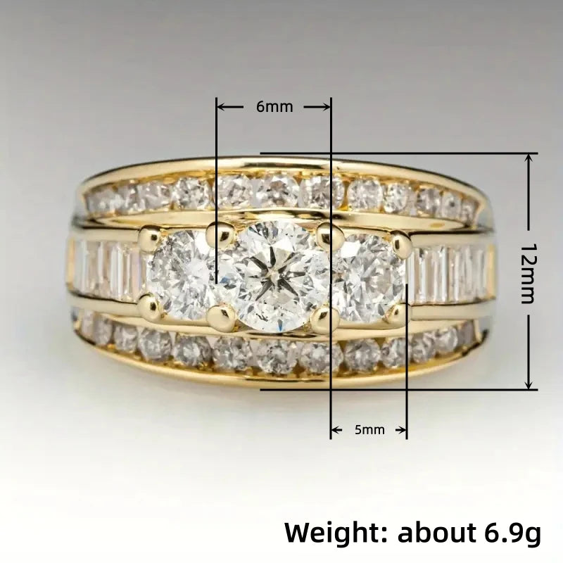 Huitan Women's CZ Engagement Ring – Brass Prong Setting Engagement Ring Axl
