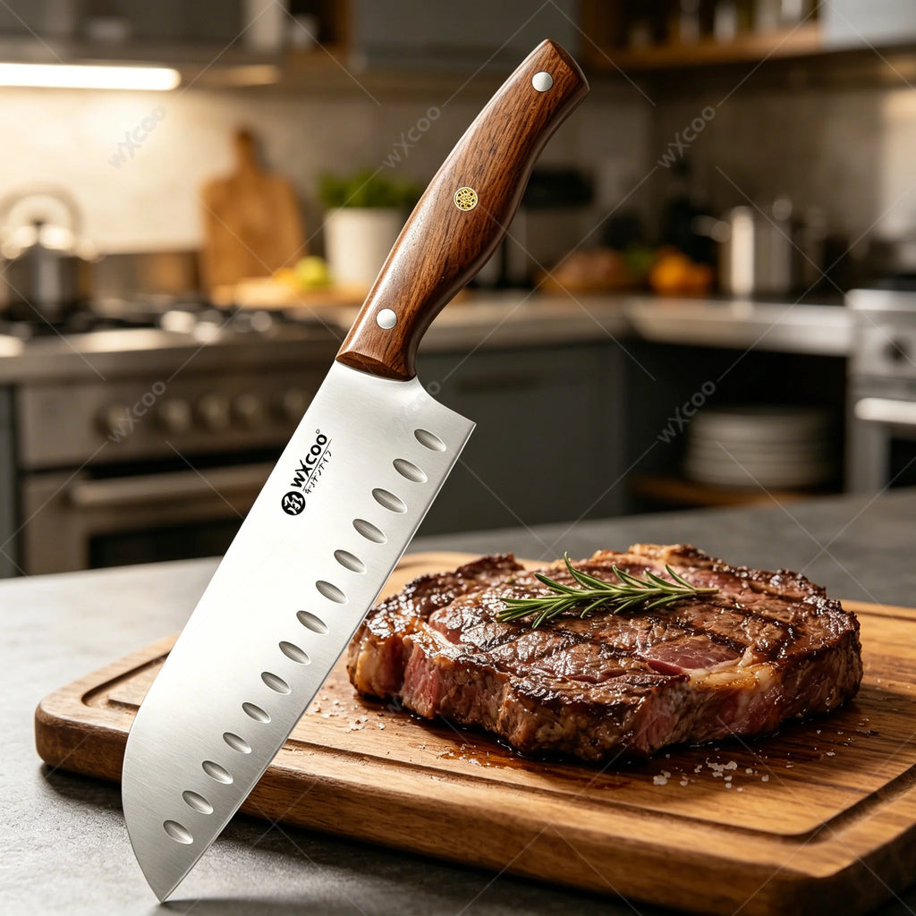 WXCOO Stainless Steel Santoku Knife – Pro Chef Kitchen Knife Santoku Chef Knife Axl Santoku Knife