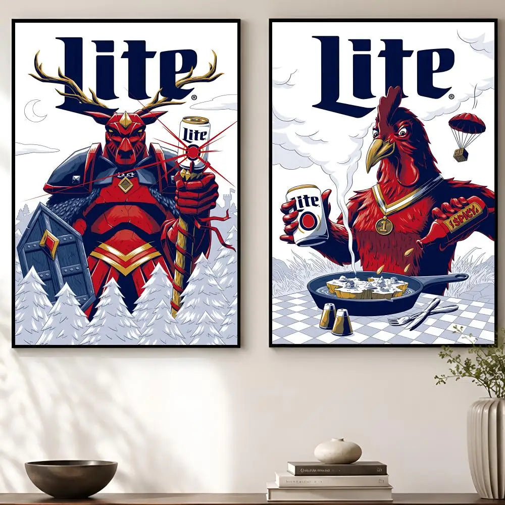 Miller Lite Beer Poster – Waterproof Self-Adhesive Wall Art Decorative Wall Poster Axl