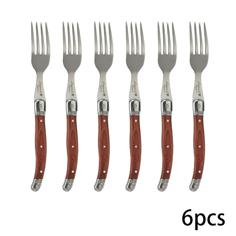 Laguiole-Style Wood Handle Steak Knives – Stainless Steel 6–10 Pc Steak Knife Set Axl 6 steak fork