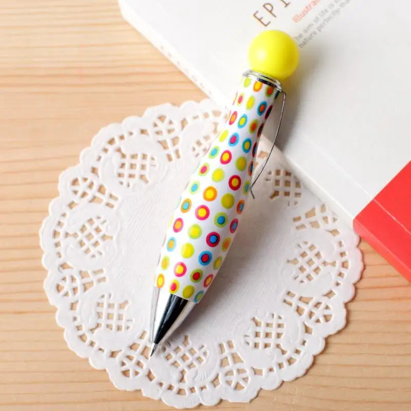 Mini Boho Bowling Shape Ballpoint Pen – Dot Flower Print Novelty Ballpoint Pen Axl A2