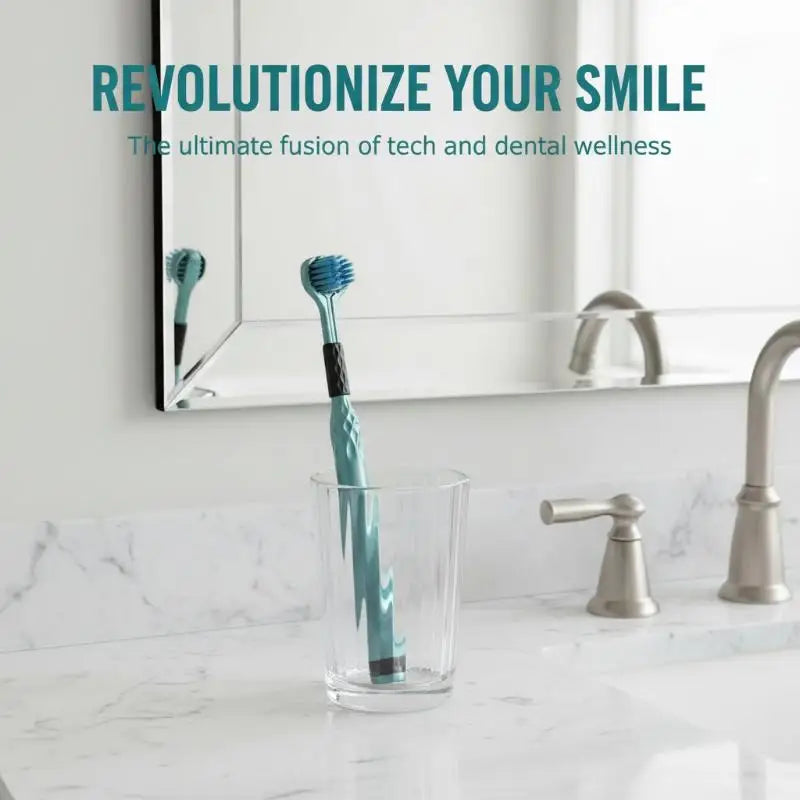 Triple Head U-Shape Toothbrush – Soft Bristles & Tongue Scraper Manual Toothbrush Axl
