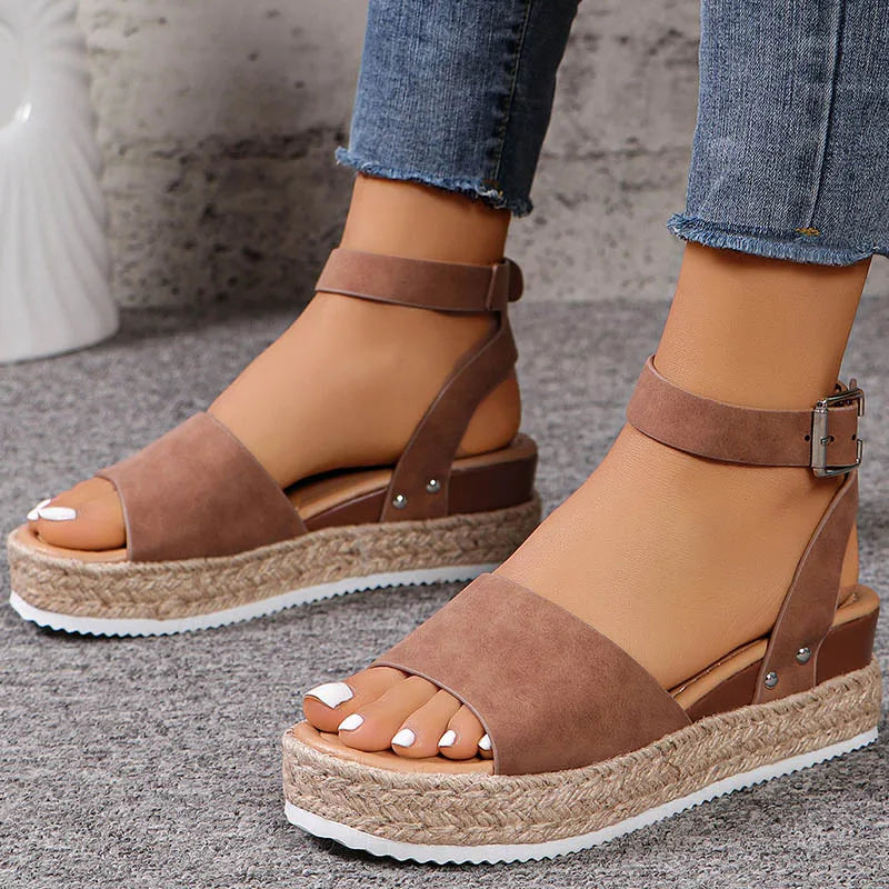 HAJINK Women's Platform Wedge Sandals – Buckle Strap Summer Heels Platform Wedge Sandals Axl