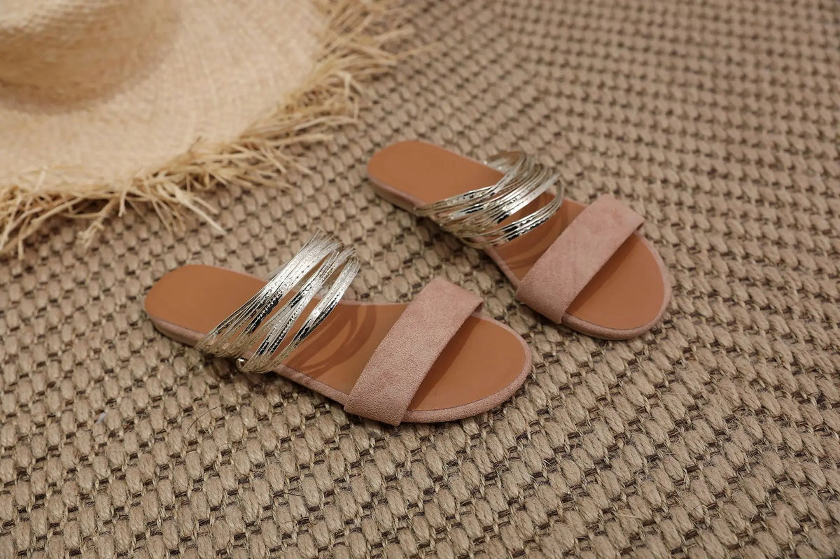 YBQJOO Women's Luxury Flat Slippers – Elegant Summer Outdoor Shoes Women's Flat Slippers Axl Pink 36