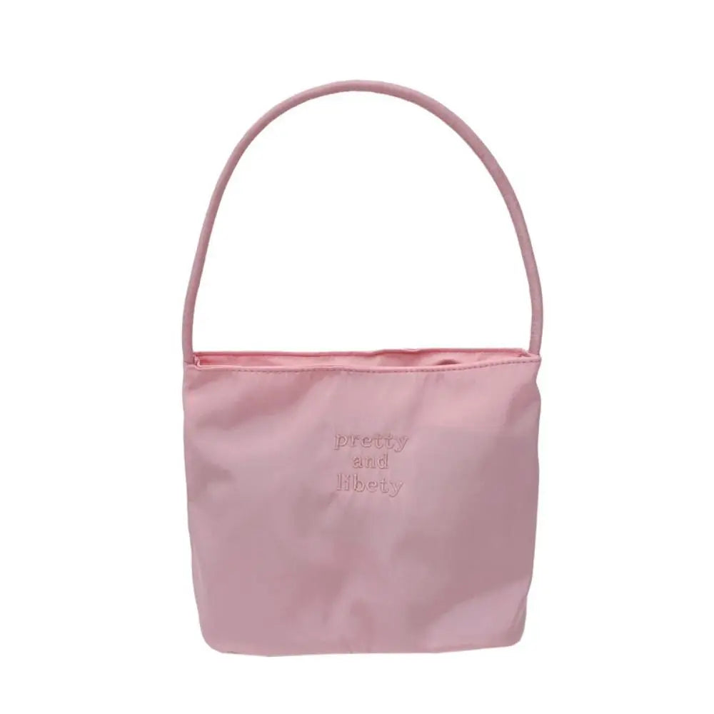 Women's Embroidered Letter Shoulder Bag – Baguette Handbag Shoulder Handbag Axl pink