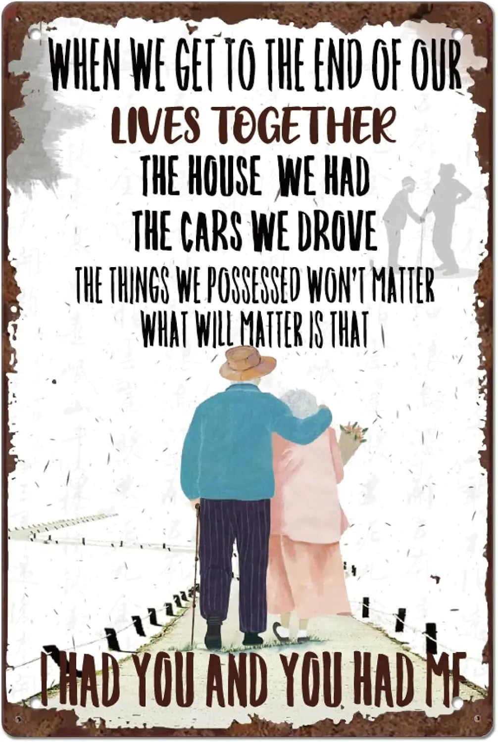 Vintage Couple Tin Sign – Heartfelt Metal Wall Art 8x12" Metal Wall Sign Axl AECH04-14227