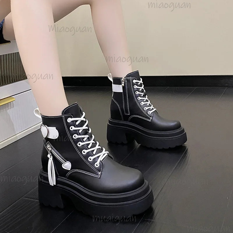 Women's Platform Ankle Boots Chunky Heel Lace-Up | Sizes 5–11 Platform Ankle Boots Axl
