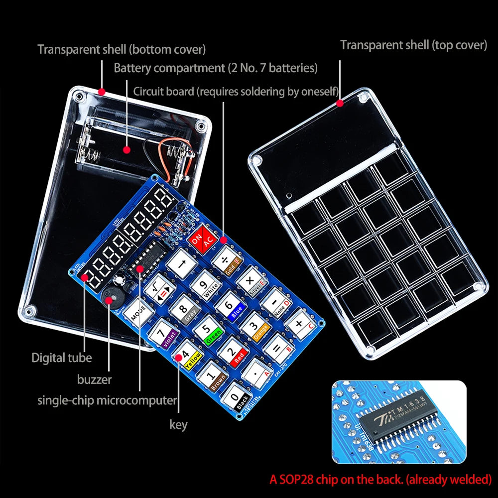 LED Calculator DIY Kit – 51 Microcontroller Soldering Practice DIY Electronics Kit Axl