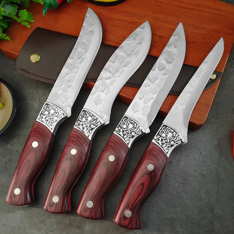 Hand-Forged Stainless Steel Boning Knife Set – Chef's Knife Boning Knife Set Axl 4pcs