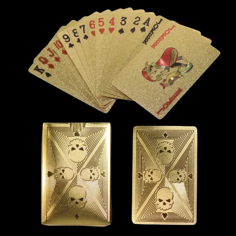 Gold Foil Skull PVC Playing Cards – Waterproof Poker Deck Playing Cards Deck Axl