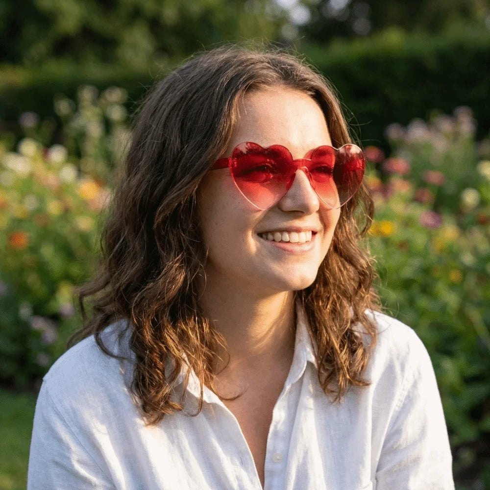 Heart Shape UV Sunglasses – Colorful Gradient Rimless Shades Fashion Sunglasses Axl