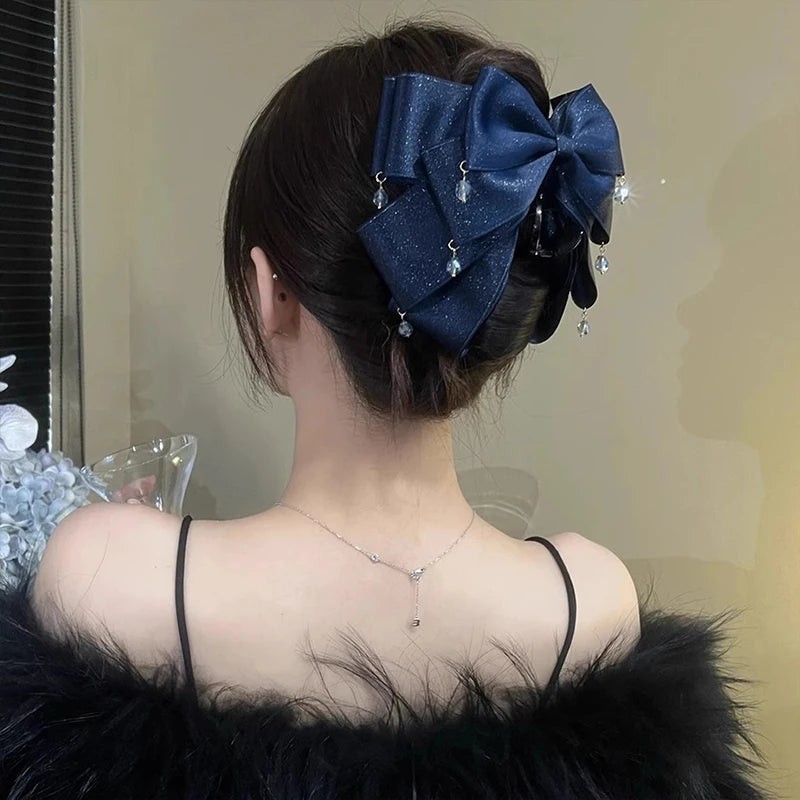 French Retro Bow Bead Claw Clip – Women's Fashion Hairpin Hair Claw Clip Axl