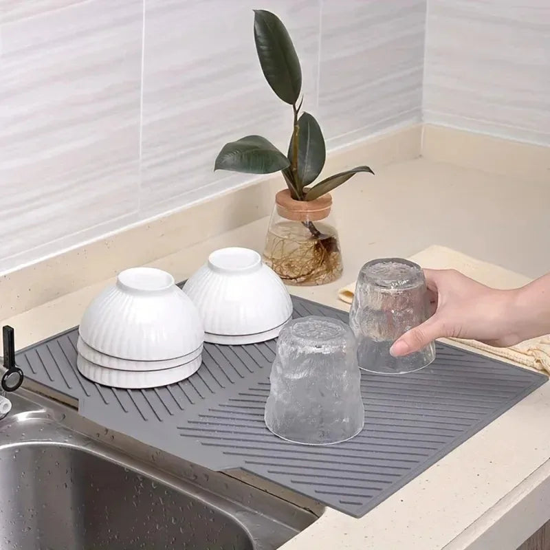 Silicone Wave Drying Mat – Non-Slip Foldable Dish Drainer Pad Dish Drying Mat Axl