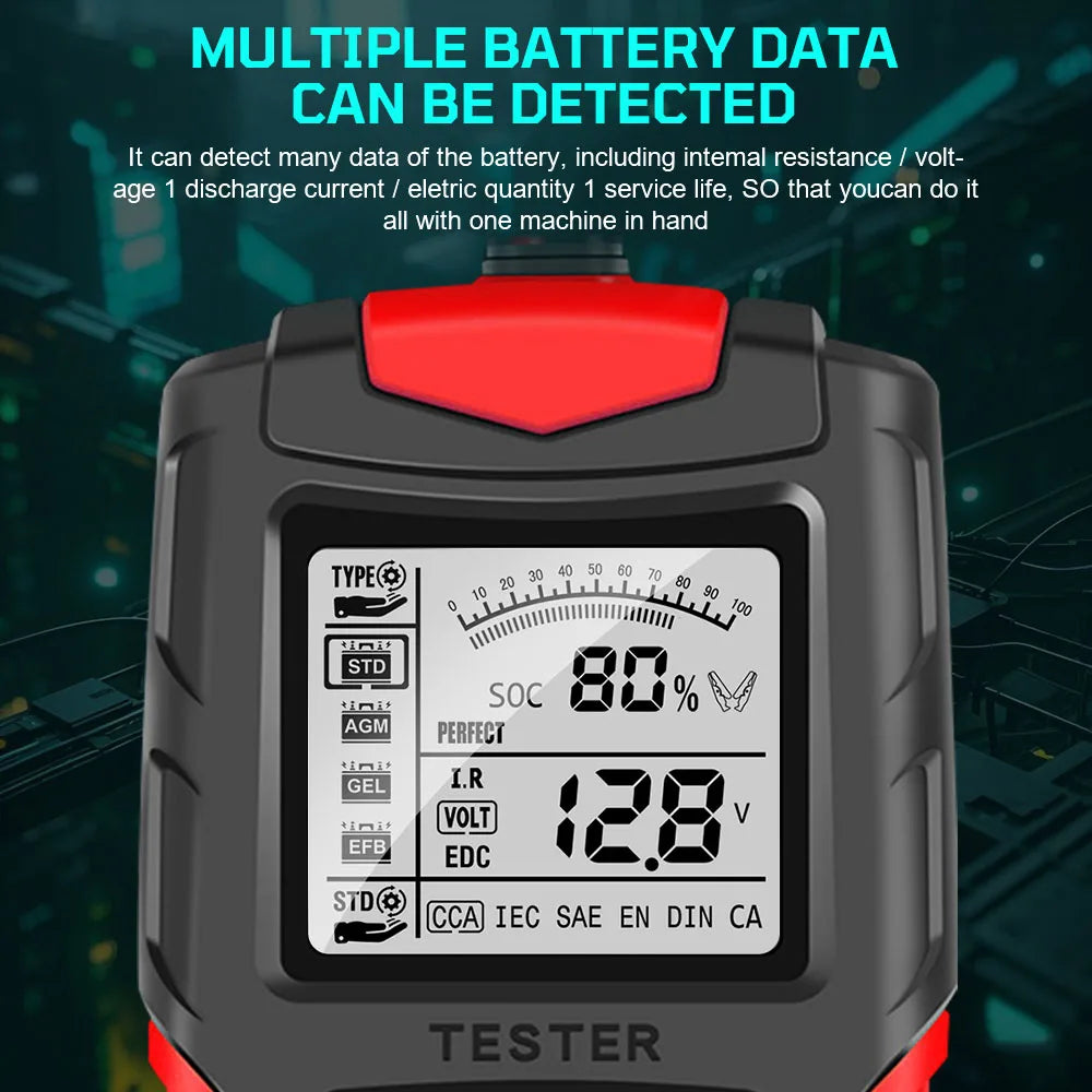 Digital 12V 24V Car Battery Tester – SOH SOC CCA IR Analyzer Battery Analyzer Axl