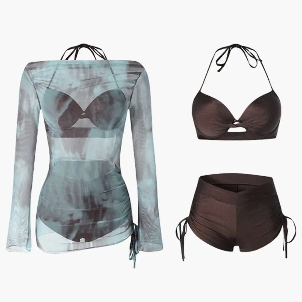 Sheer Mesh 3-Piece Bikini Set – Slim-Fit Women's Swimwear Women's Bikini Set Axl