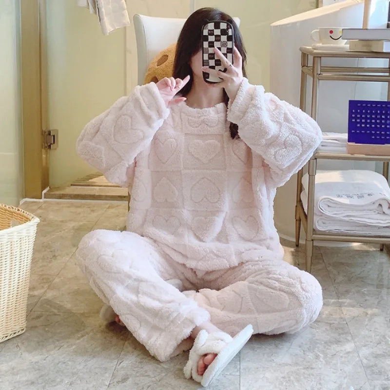 Women's Oversized Coral Fleece Pajamas Set – Plus Size 5XL Fleece Pajamas Set Axl