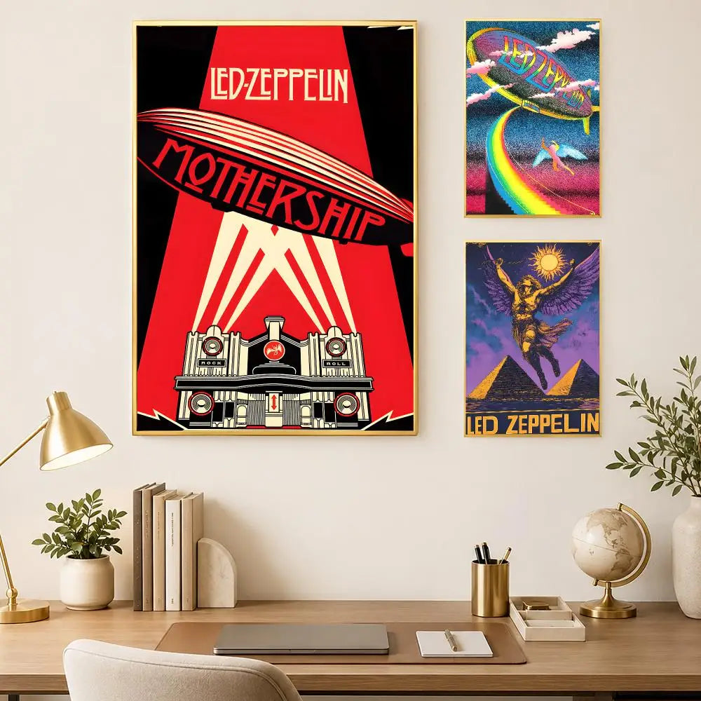 Led Zeppelin Self-Stick HD Wall Poster – Waterproof Room Decor Music Wall Poster Axl