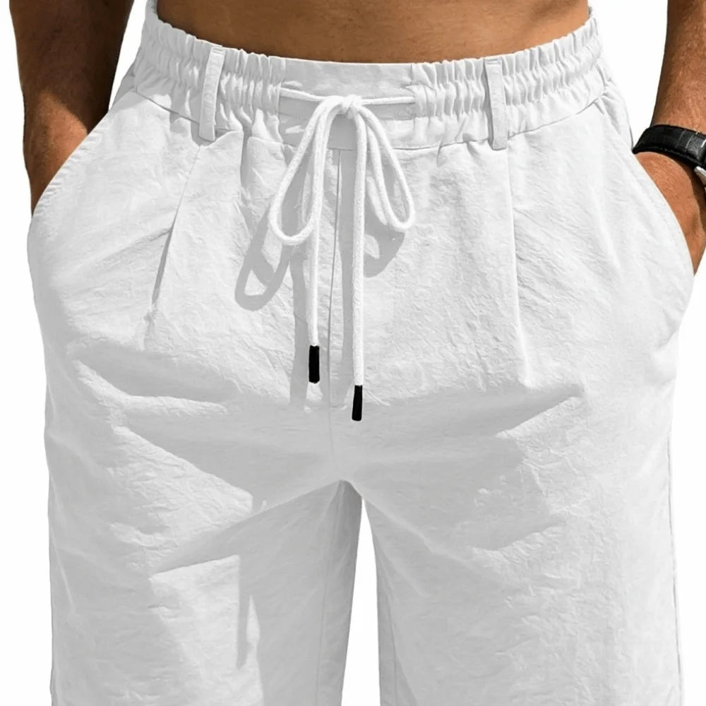Men's Quick-Dry Elastic Waist Drawstring Shorts | Loose Fit Men's Casual Shorts Axl White XXXL
