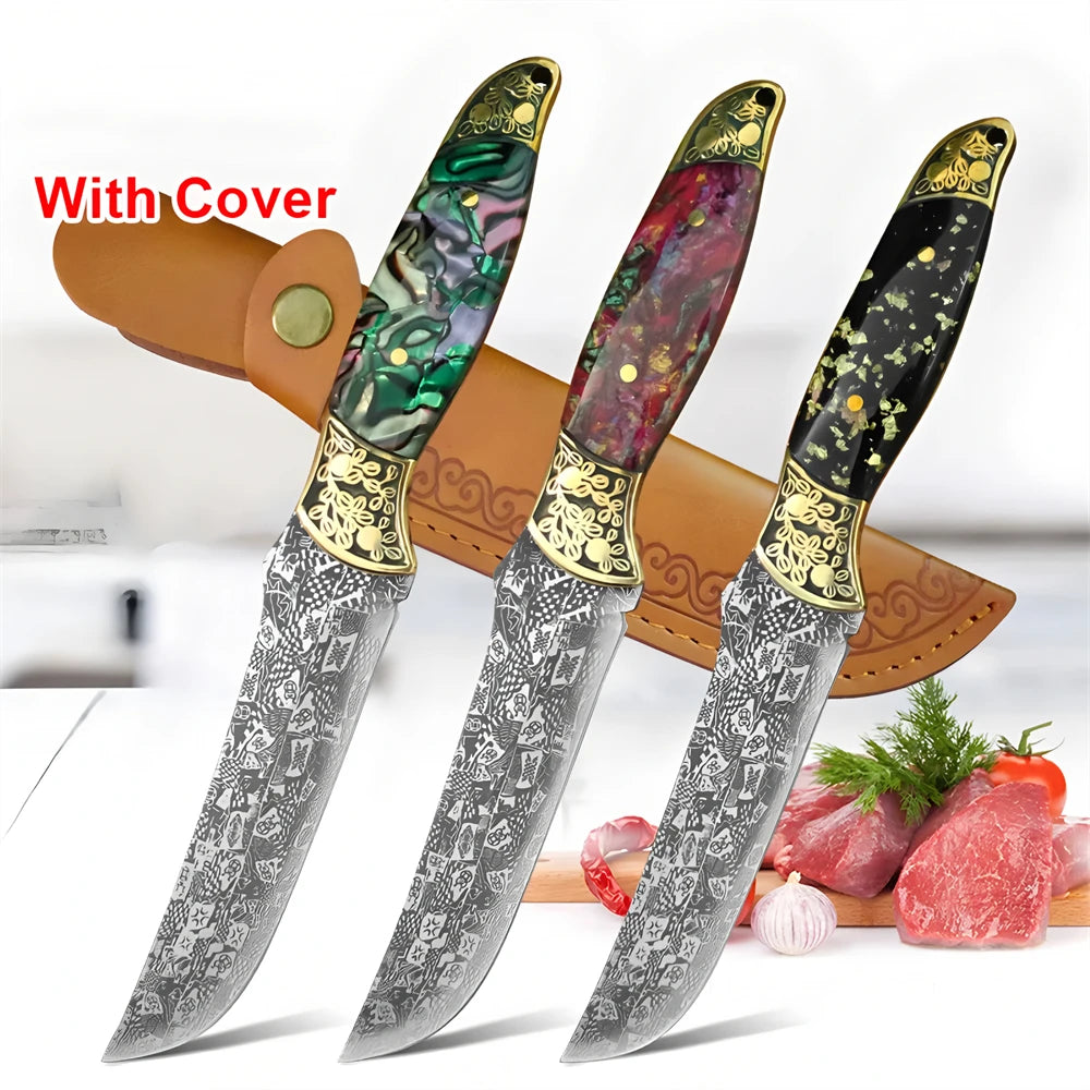 Damascus Steel Kitchen Knife – Full Tang Handmade Forged Blade Damascus Kitchen Knife Axl