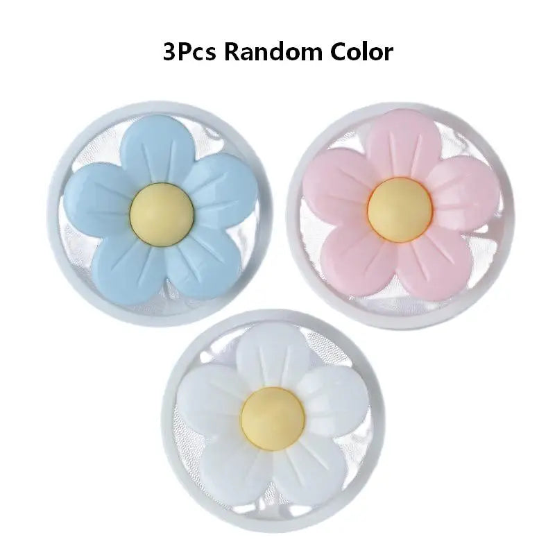 Floating Lint Collector – Flower Hair Filter for Washing Machine Laundry Lint Filter Axl 3Pcs Random Color