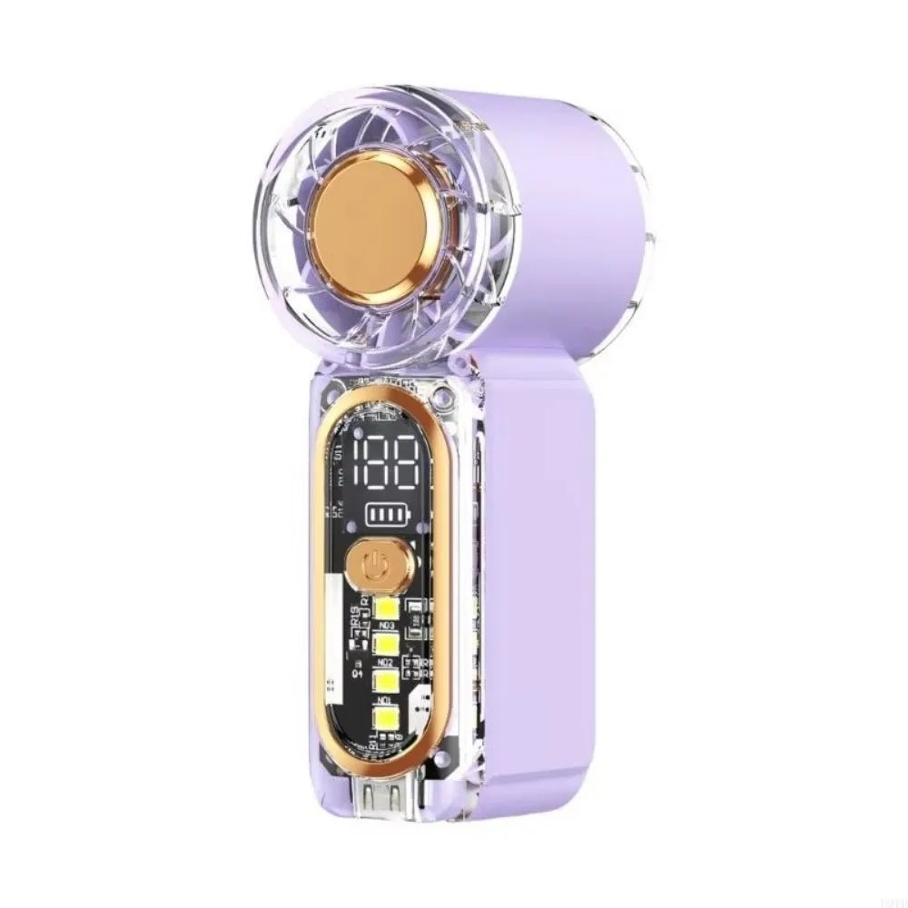 Mini Portable Handheld Fan – 100 Speeds, LED Display, USB-C Handheld Portable Fan Axl Purple