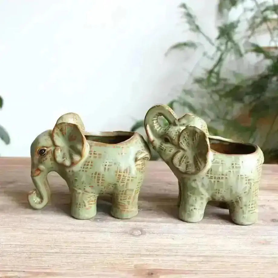 Vintage Ceramic Elephant Succulent Planter | Home Garden Decor Ceramic Succulent Planter Axl