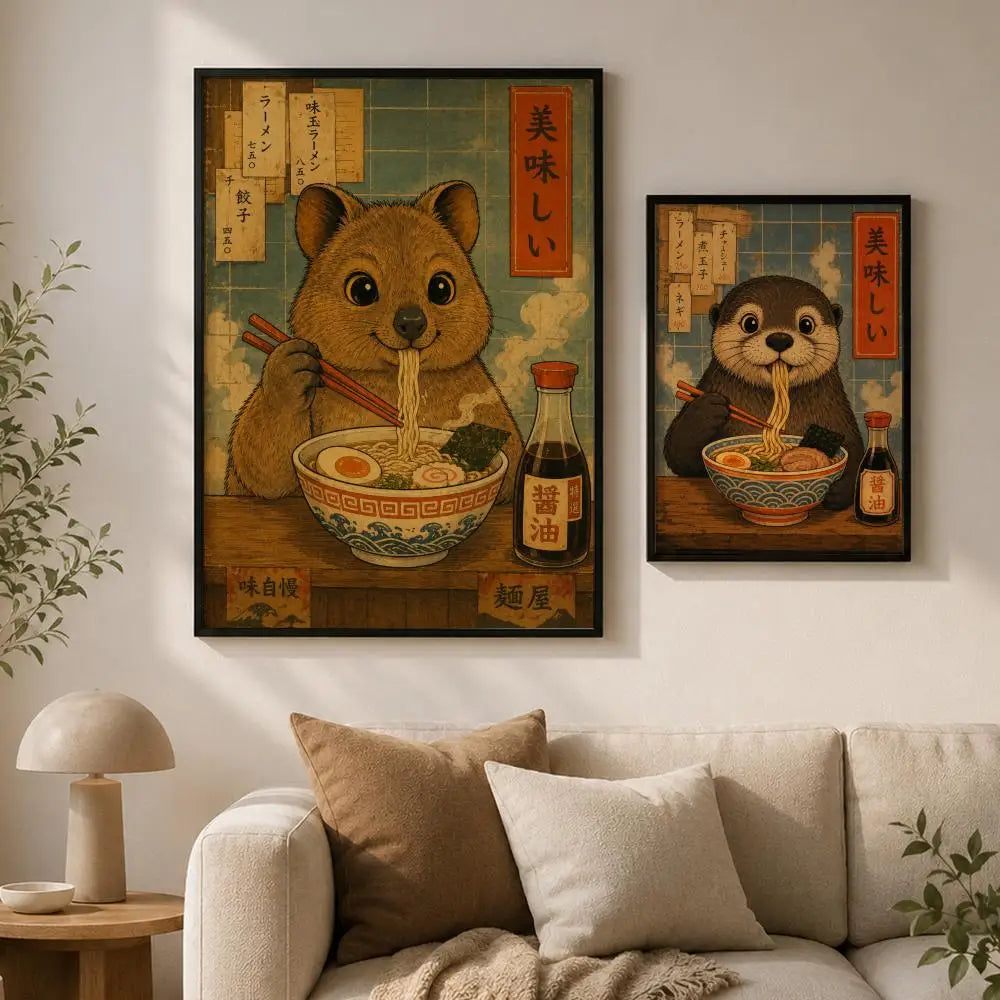 Cute Animal Self-Adhesive Wall Poster – Waterproof HD Art Decorative Wall Poster Axl
