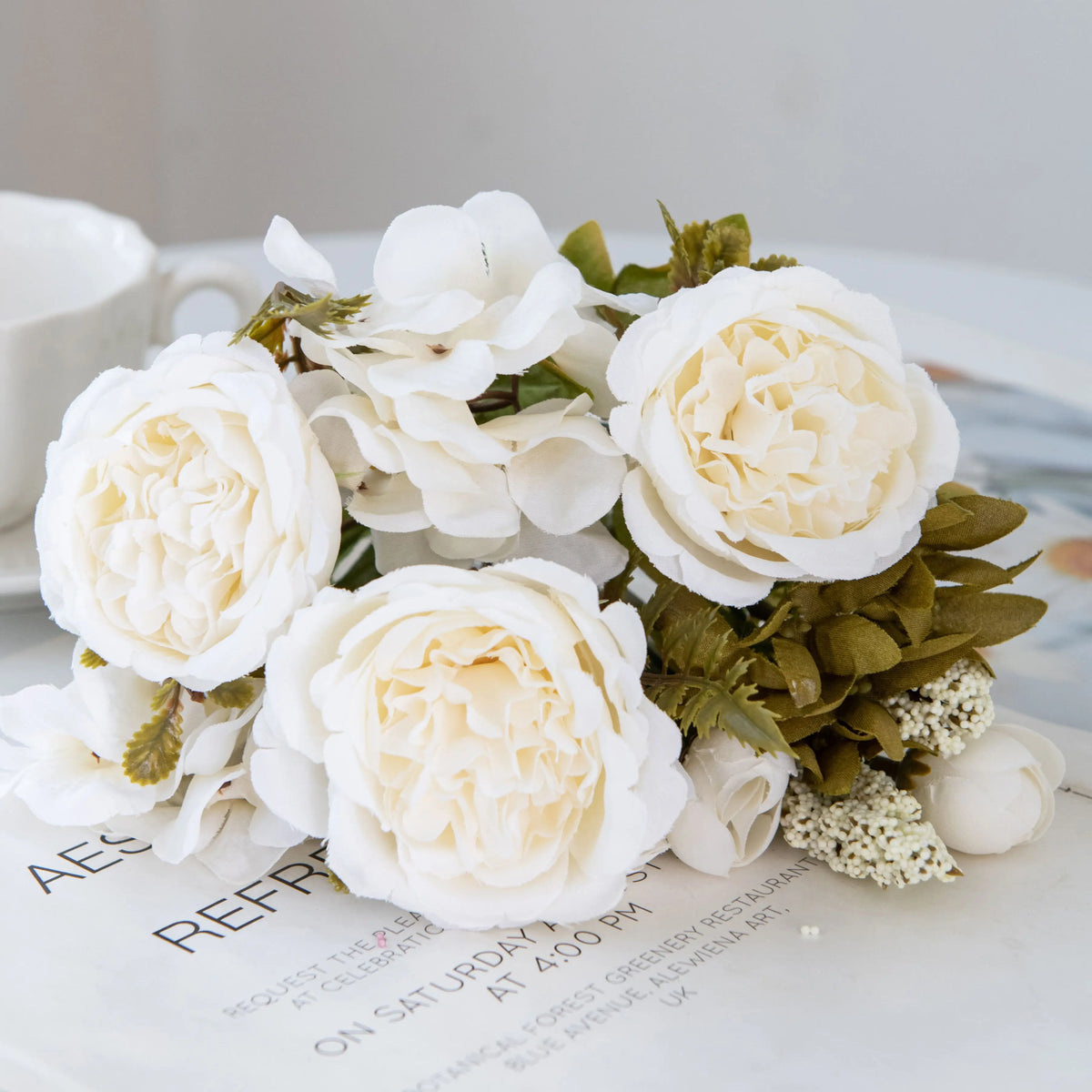 Silk Hydrangea Peony Artificial Flower Bouquet | Wedding & Home Artificial Flower Bouquet Axl color 2 3 pcs
