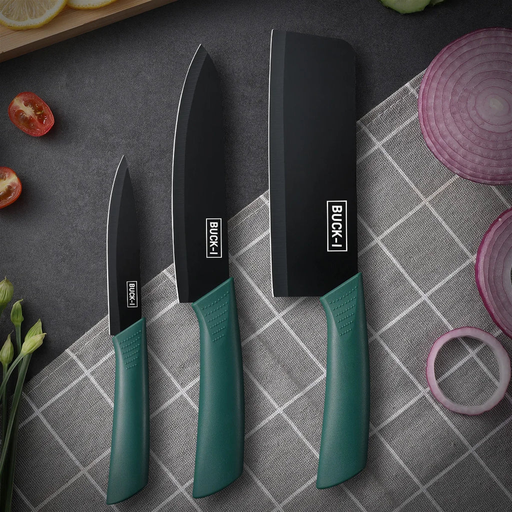 SHENJIU 3-Piece Kitchen Knife Set with Covers | Chef & Utility Kitchen Knife Set Axl