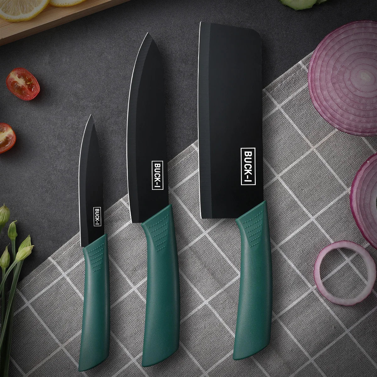 SHENJIU 3-Piece Kitchen Knife Set with Covers | Chef & Utility Kitchen Knife Set Axl