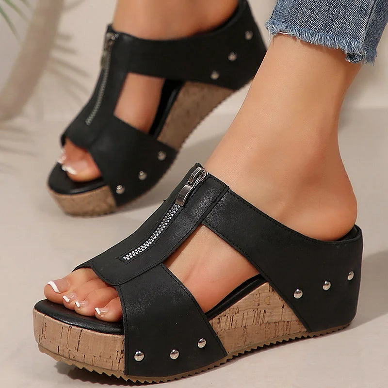 HAJINK Women's Platform Wedge Sandals | Summer Heeled Slides Platform Wedge Sandals Axl