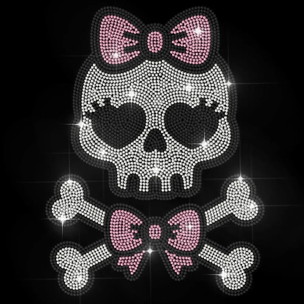 Glass Rhinestone Iron-On Skull Patch | 29.7x21cm Appliqué Iron-On Rhinestone Patch Axl AECH04-17727