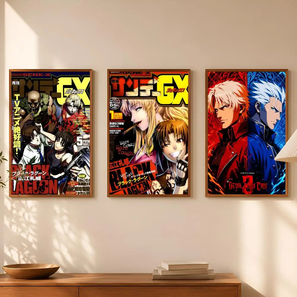 Black Lagoon Anime Poster – Self-Stick HD Waterproof Wall Art Anime Wall Poster Axl
