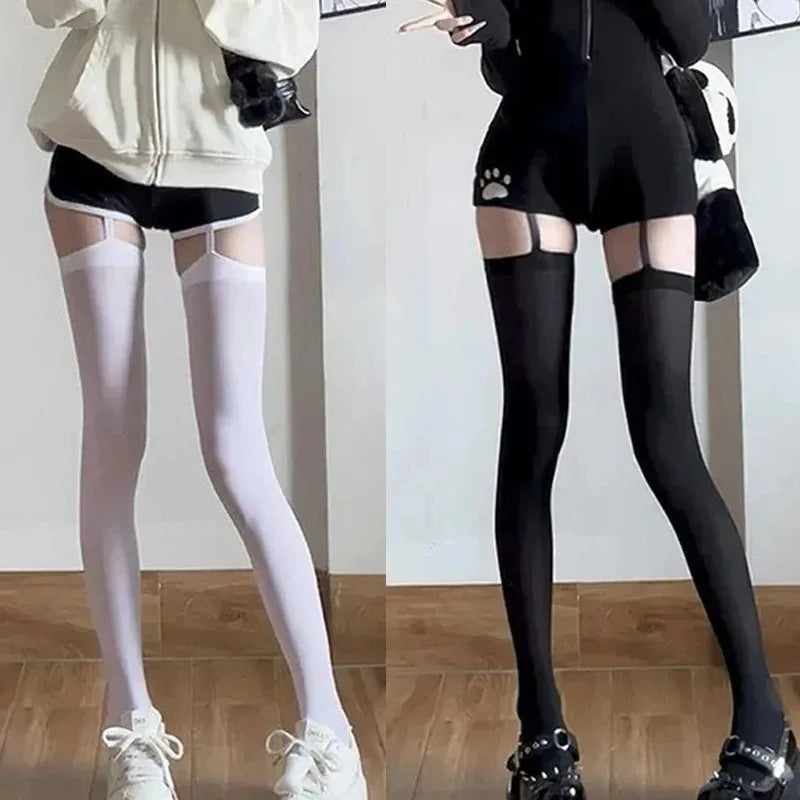 Thigh High Stockings with Garters | Y2K Lolita Over-Knee Socks Thigh High Stockings Axl
