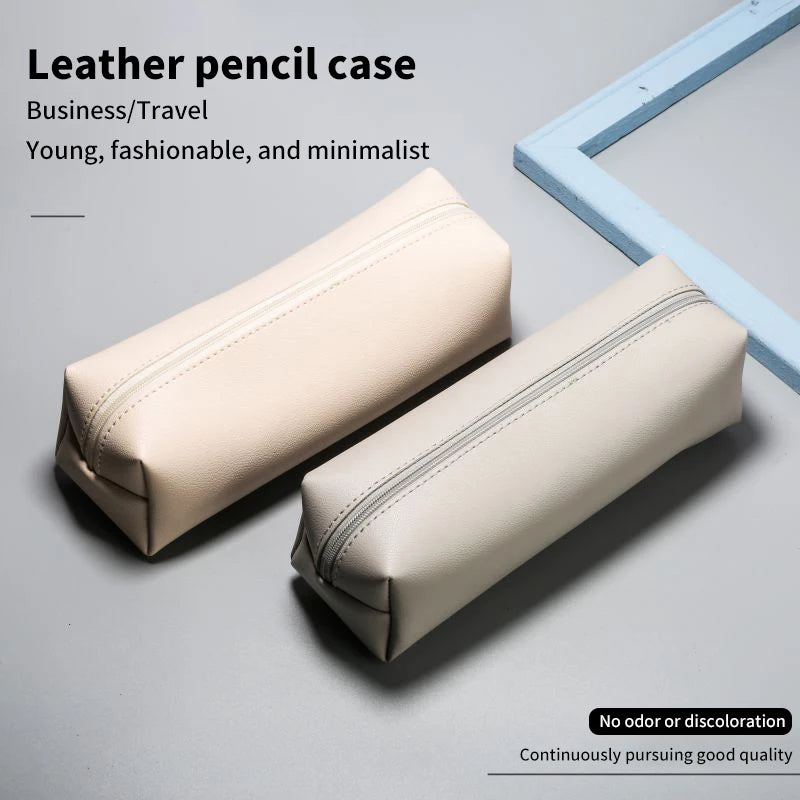 Large Capacity PU Leather Pencil Bag – Zipper Stationery Case Pencil Bag Axl