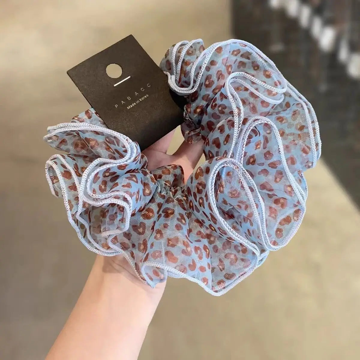 Leopard Print Hair Scrunchie – Large Elastic Retro Hair Tie