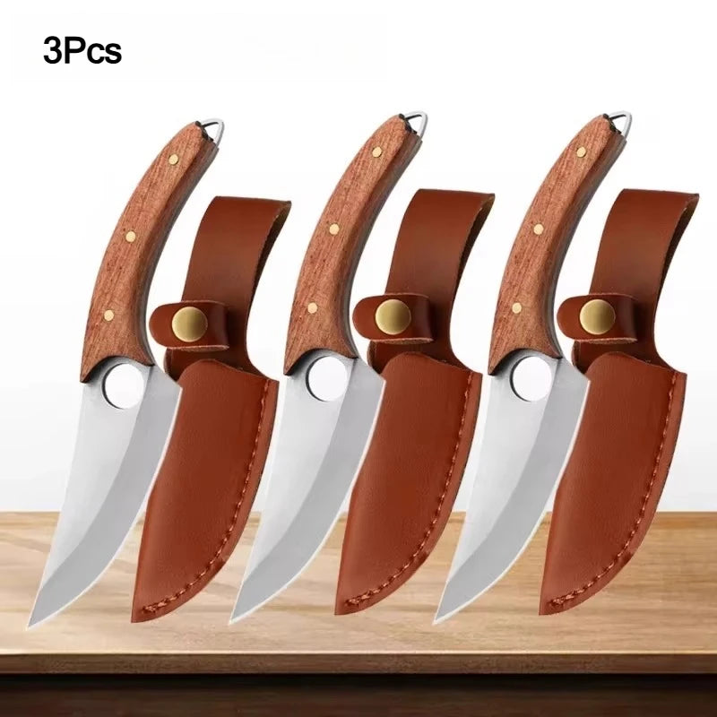 Professional Stainless Steel Boning Knife – Solid Wood Handle Boning Knife Axl 3Pcs 6.3inch