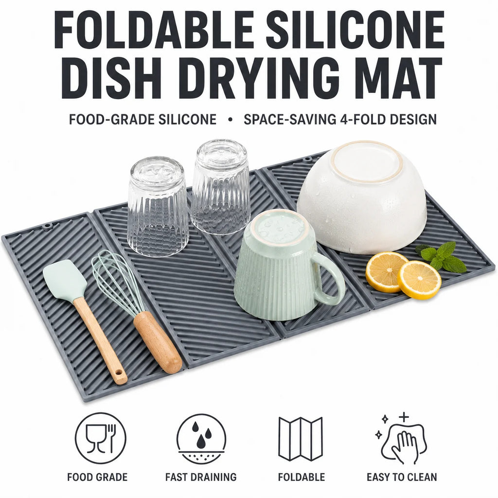 Foldable Silicone Dish Drying Mat – Non-Slip & Heat Resistant Dish Drying Mat Axl