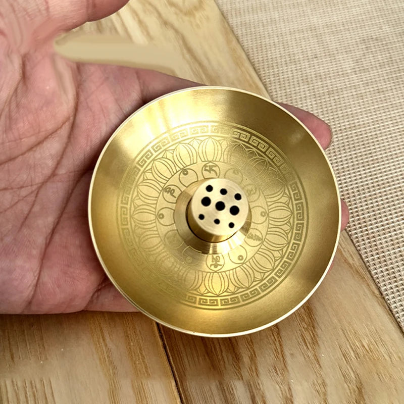 Round 9-Hole Brass Incense Holder Tray – Yoga & Meditation Incense Holder Tray Axl
