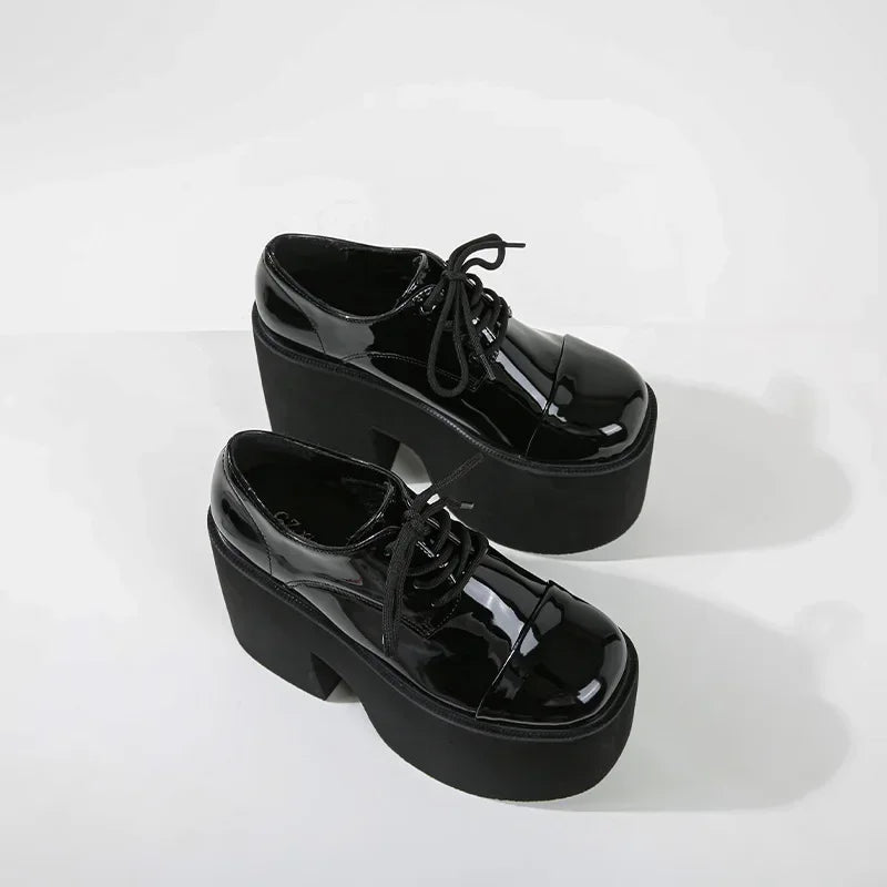 14CM Platform Pumps – Patent Leather Lace-Up High Heels Platform High Heels Axl
