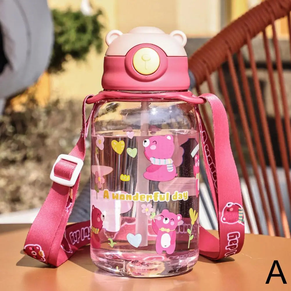 Kids 650ml Leakproof Water Bottle with Straw | Cartoon Cup Kids Water Bottle Axl pink 601-700ml