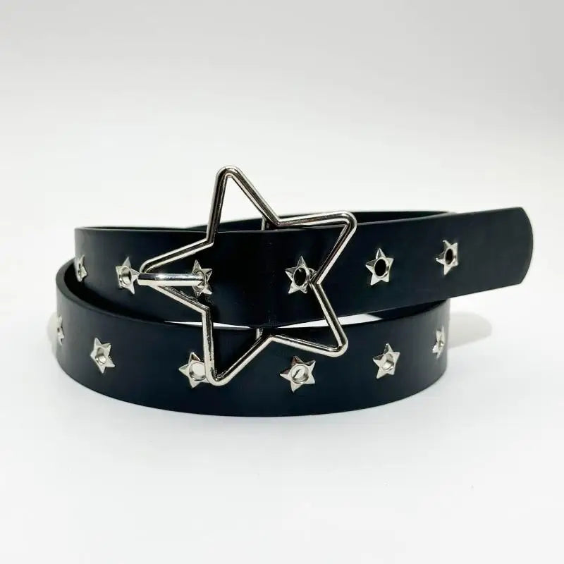 Women's Y2K Punk Rivet Belt – PU Leather Pin Buckle Waistband Punk Rivet Belt Axl Black