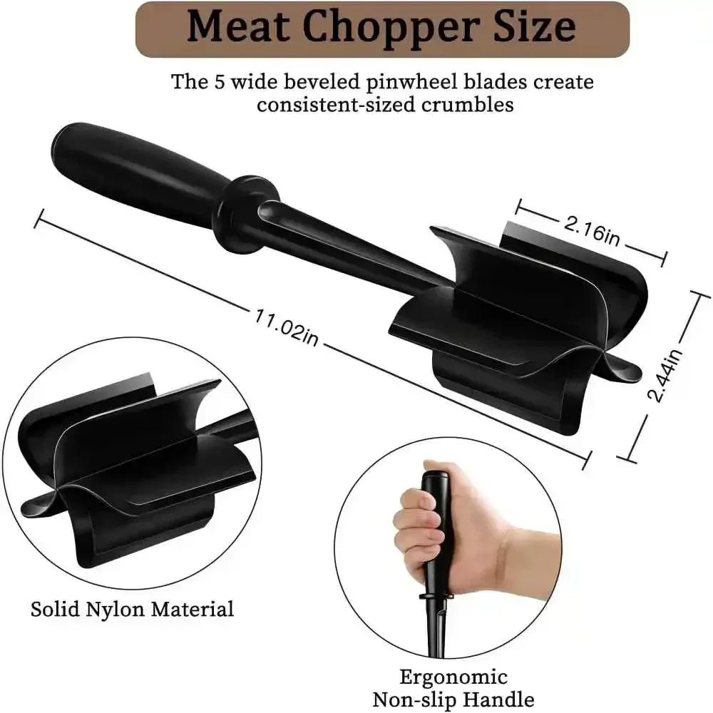 Silicone Meat Chopper & Ground Beef Masher | 1 or 2 Pack Meat Chopper Tool Axl