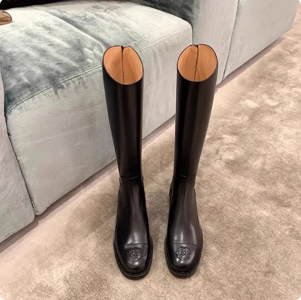 Women's Knee-High Knight Boots – Punk Zip-Up Winter Boots Knee-High Boots Axl
