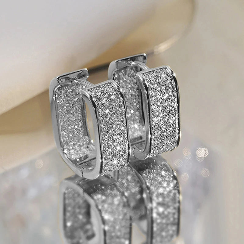Huitan Women's Colorful CZ Hoop Earrings | Sparkling Fashion Hoop Earrings Axl E1933