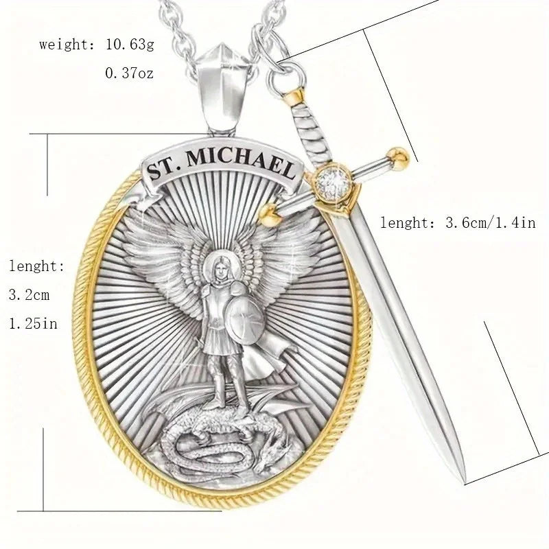 St. Michael Archangel Pendant Necklace – Catholic Saint Medal Religious Pendant Necklace Axl