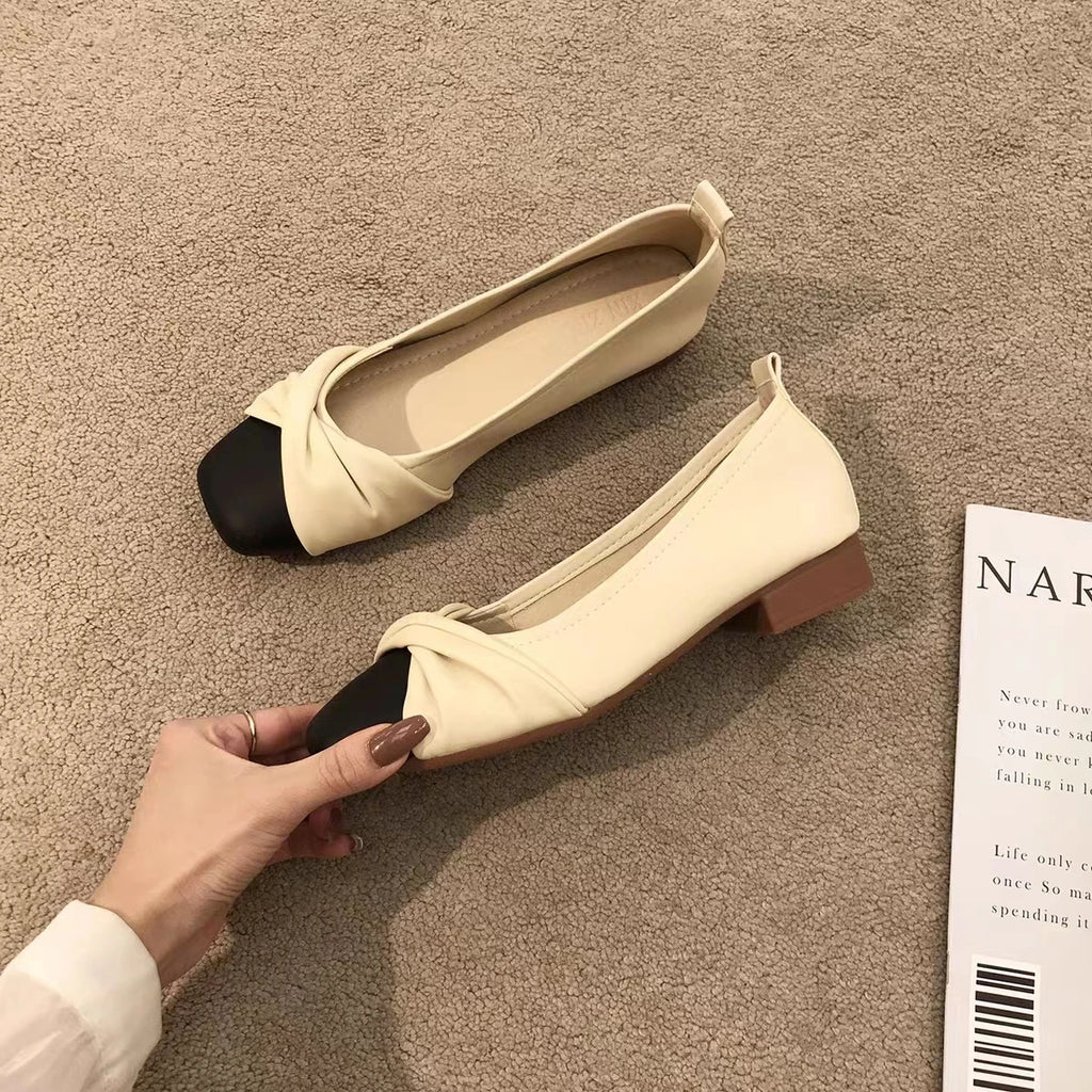 Women's Silk Bow Ballet Flats – Color Block Slip-On Shoes Ballet Flats Axl
